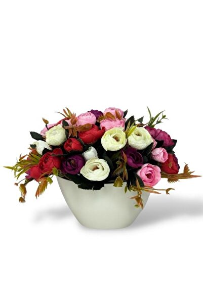 Nettenevime Yapay Çiçek Aranjmanı Gondol Vazoda Mor Pudra Pembe Tonlarında Er...