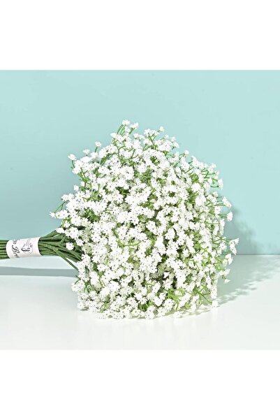 Nettenevime Yapay Çiçek Plastik Beyaz Cipso Demeti 5 Dallı Gelin Çiçeği Ve Aranjman Aradal Çiçeği 30cm