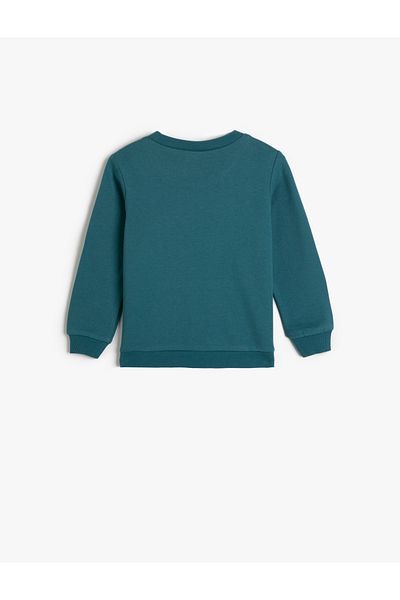 Koton Sweatshirt Printed Long Sleeve Crew Neck Kangaroo Pocket Raised Cotton