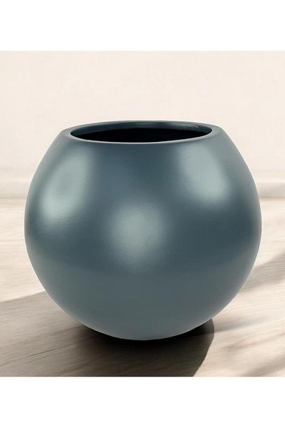 Nettenevime Fiber Flower Pot Anthracite Globe Round Ball Vase Decorative Flower Pot Fiberglass 25*25cm