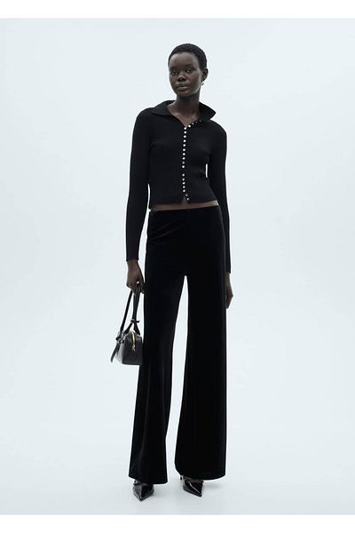 MANGO Woman Velvet Wideleg Trousers