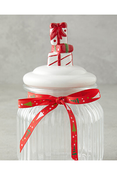 English Home Ginger Time Glass Jar 600 ml White - Red