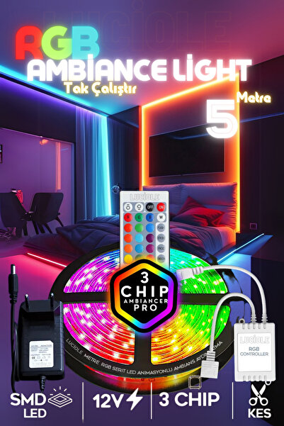 luciole Tv Arkası Yatak Çocuk Odası Mutfak salon Rgb Şerit Led Tak Çalıştır u...