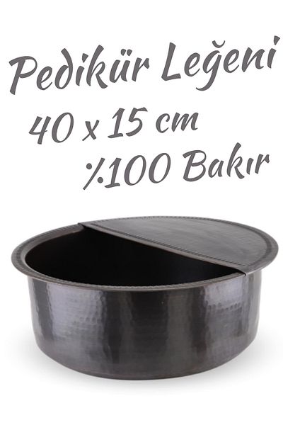 Efsoon Organics 40*15 cm Oxidized Copper Pedicure Basin with Lid - 100% Handcrafted Heavy and High Quality