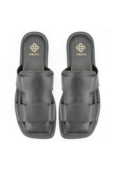 Desa Дамски черни кожени чехли