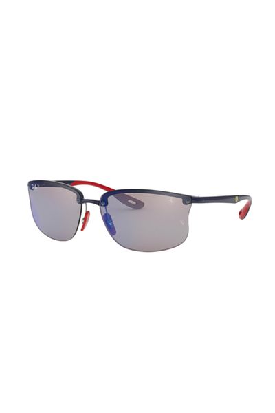 Ray-Ban Ray Ban Man Irregular Sunglasses- Rb 4322m - Lense Size:63mm - Blue/rubber Red