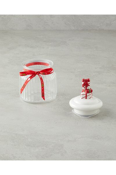 English Home Ginger Time Glass Jar 600 ml White - Red