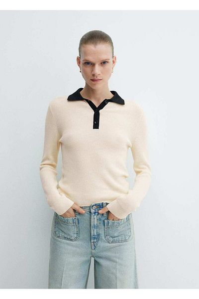 MANGO Woman Polo Collar Sweater