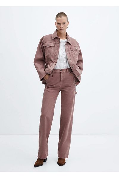 MANGO Woman Jachetă din denim reglabilă cu șnur