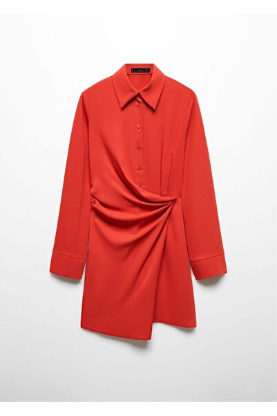 MANGO Woman Drapeli anvelop elbise