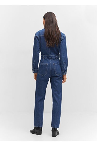 MANGO Woman Yakalı Denim Tulum