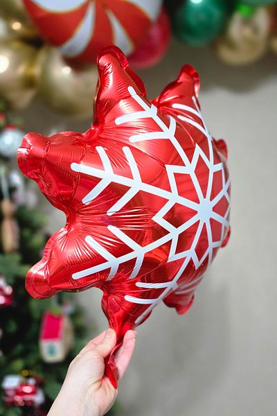 PEKSHOP Red Snowflake Foil Balloon Christmas Balloon