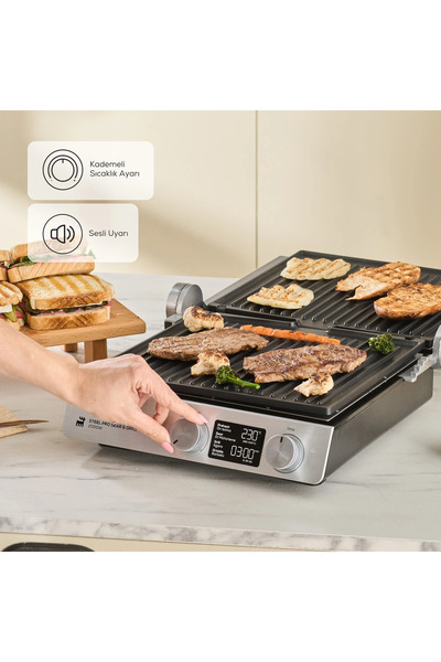 Karaca Premium Izgara Ve Tost Makinası | 3 In 1 Çok Amaçlı Kullanım | Lcd Ekran | Sesli Uyarı
