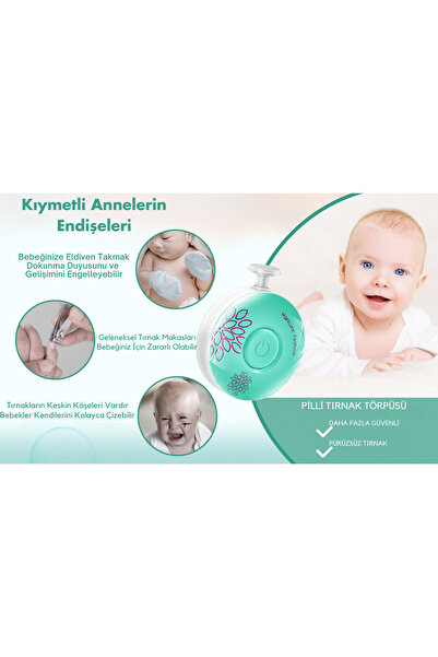 HODAF Yenidoğan Bebek Dönerli Pilli Tırnak Kesme Törpüleme Makinası Tırnak Makası Bebek Bakım