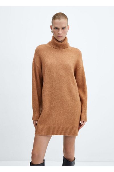 MANGO Woman Φόρεμα υφαντό με ζιβάγκο