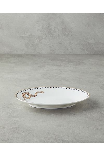 English Home Talisman Snake Bone China Boat Plate 25 cm Black-Gold