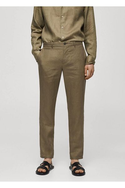 MANGO Man 100% Linen Slim Fit Trousers
