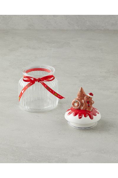 English Home Ginger Man Glass Jar 950 ml White - Red