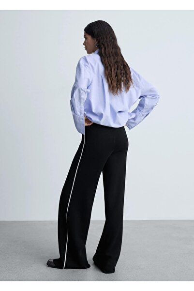 MANGO Woman Kontrast Şeritli Düz Kesim Pantolon