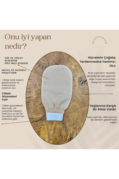 CeyCeyCatch 100% Flausch Natural Silk Thin Shower Pouch for Women and Men in Beige - Elastic Gloves