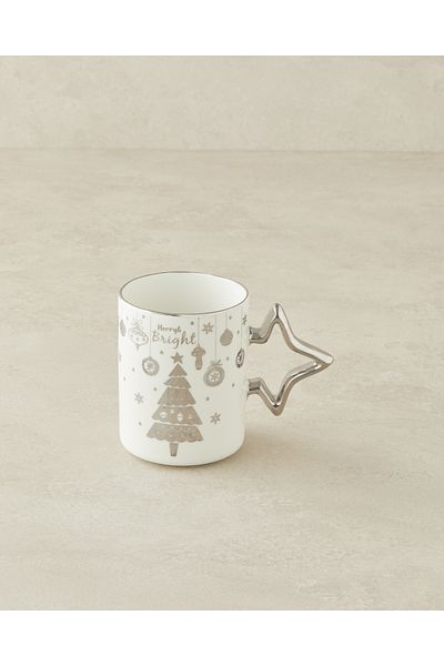 English Home Winter Silver Star New Bone China Christmas Mug 400 ml