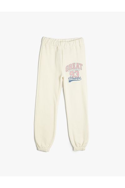 Koton Jogger Sweatpants with Elastic Waist Print Detail Raised
