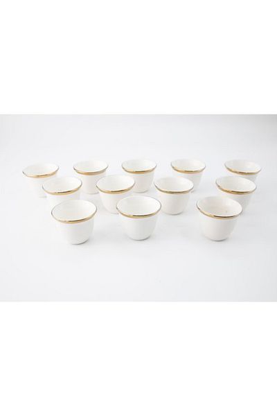 Dania 12-Piece Arabic Coffee Cup Set White/Gold 80ml