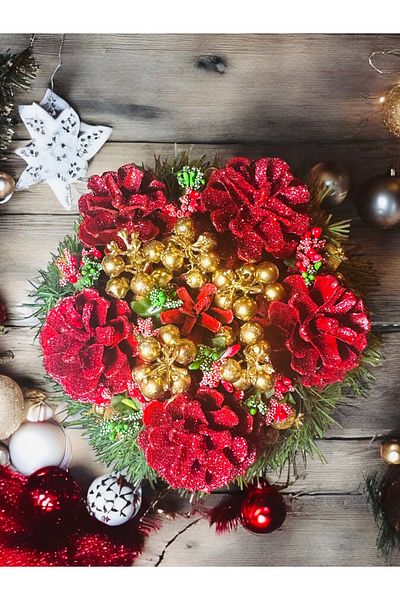 Bukiro New Year's Table Decoration Table Decor Colorful Cone New Year's Table Decoration Kokina 25 X 13 cm