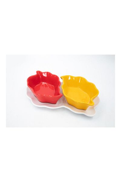 Dania Dessert Plate Set Yellow/Red/White