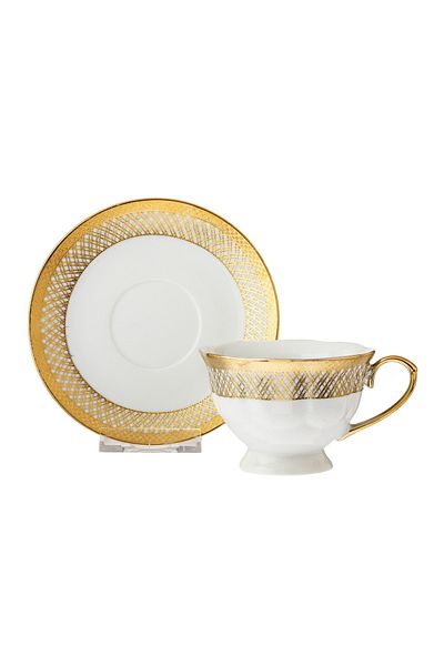 Dania Porcelain tea cup set, 12 pieces, 6 cups + 6 saucers