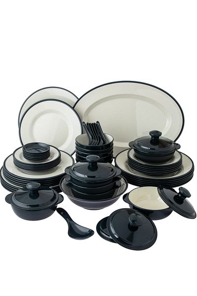 cc bin shihon 57-Piece Dinner Set Made of High Quality Melamine, Safe in Dishwasher and Microwave