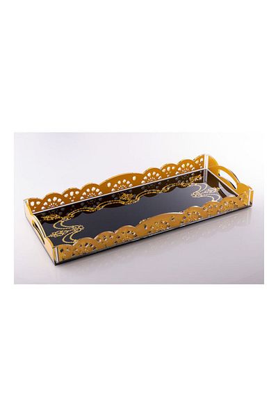 Dania Serving Tray Black/Gold 60x25x6cm