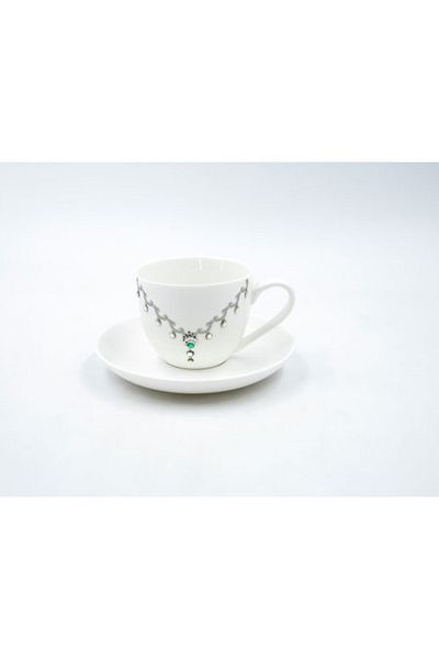 Dania 17-Piece Tea Set White/Grey 6x Tea Cups , 6x Tea Saucers , Teapot + Lid , Sugar + Lid Milk