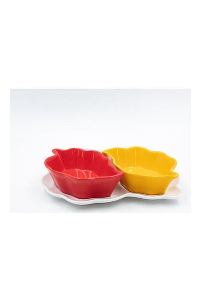 Dania Dessert Plate Set Yellow/Red/White