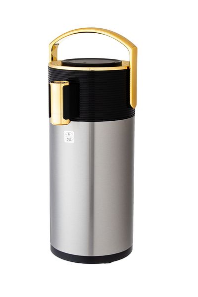 ALSAIF Riva pressure thermos, 1.9 liters, silver color with golden handle