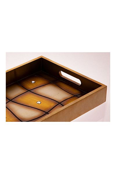 Dania Rectangle Tray Brown/White/Yellow 40x25x20cm