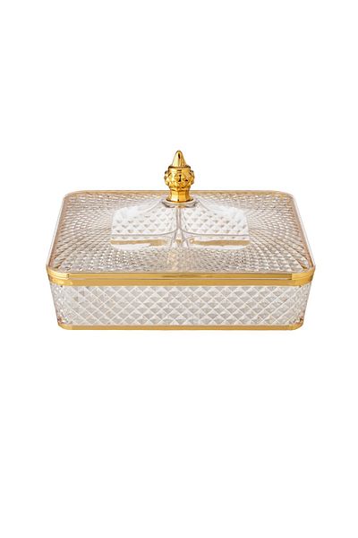 Bin Shihon Acrylic candy and nuts box with plates inside with golden decor
