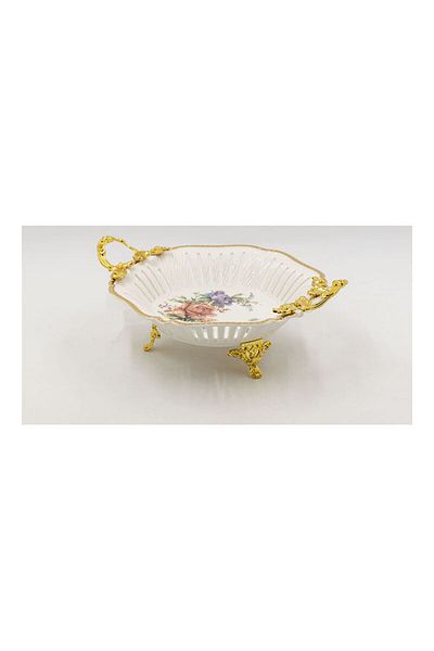 Dania Serving Plate White/Gold 30x30x12cm