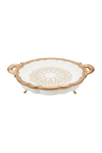 Dania Designed Wooden Serving Tray White/Gold 47x47x11cm