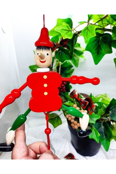 Yağmur New Year Pinocchio Lead Askér Wooden Plaything - Red