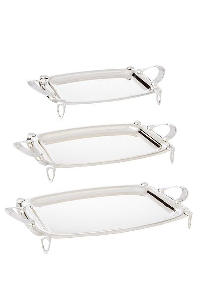 Dania Silver metal tray set, 3 pieces, different sizes