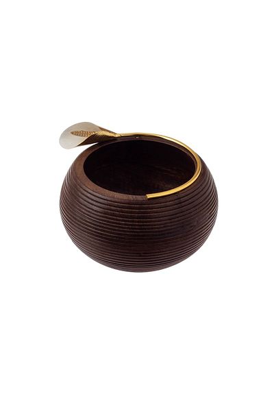 Dania Beech wood serving bowl with Silver lily decor for multiple uses