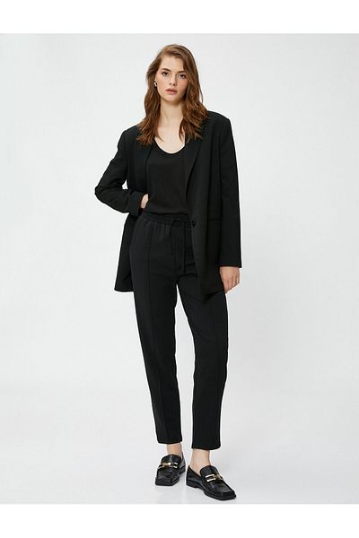 Koton Tie Waist Trousers Ribbed Skinny Leg