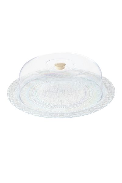 Dania Cake plate glass with plastic cover 30 cm