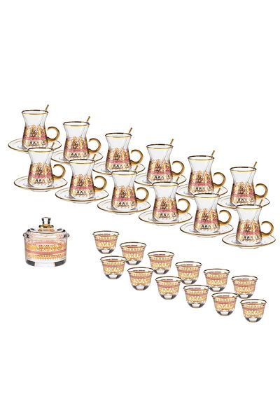 Byblos A Golden Crystal Tea And Coffee Set 50 Pieces A Beautiful Decoration For A Distinguished Hospitality