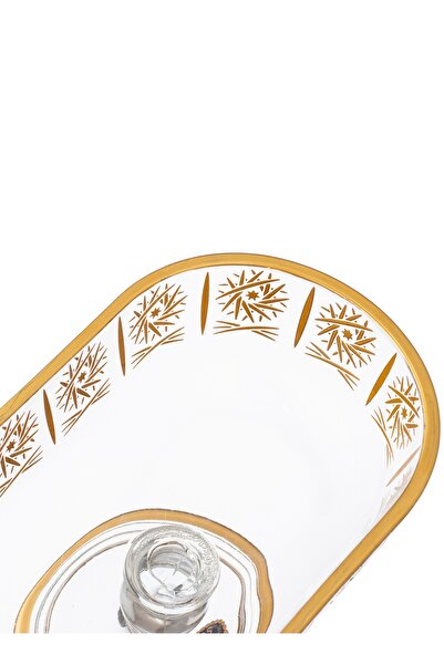 Byblos Turkish Glass Serving Dish With Base For Sweets, Fruits And Nuts, Multi-Use, Size 17*5*11 Cm