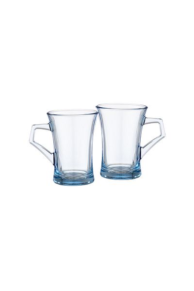 Pasabache A Set of 6-Piece Glass Tea Cups In Transparent Sky Color