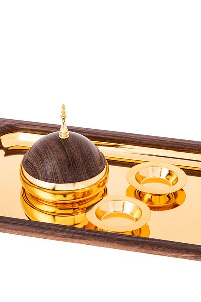 Dania Tamreya set consisting of 4 pieces 1 Tamreya with 2 stone seeds bowl and 1 stainless steel tray