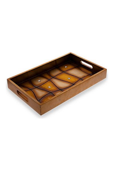 Dania Rectangle Tray Brown/White/Yellow 40x25x20cm