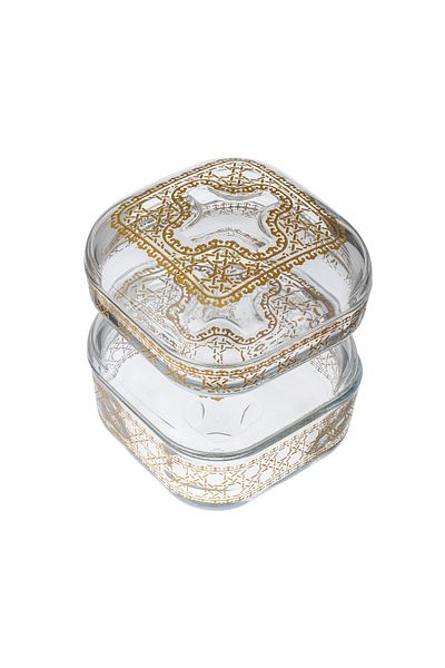 Byblos A set of 2 canisters with a laser-cut glass lid for cheese and butter and  multi-use